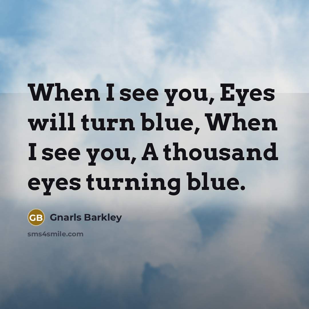 “When I see you, Eyes will turn blue, When I see you, A thousand eyes turning blue.” quote by Gnarls Barkley