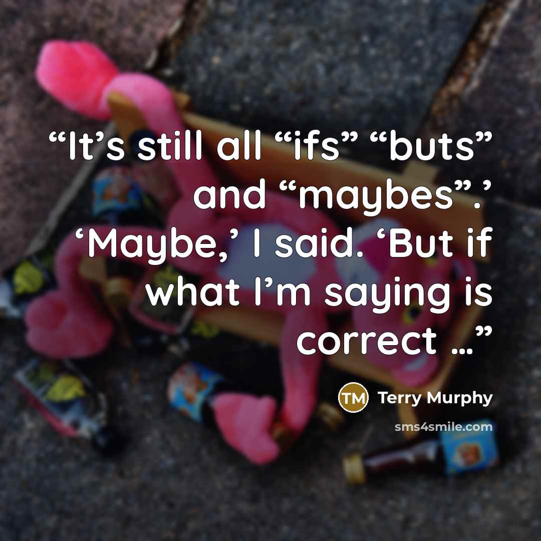 “It’s still all “ifs” “buts” and “maybes”.’ ‘Maybe,’ I said. ‘But if what I’m saying is correct …” quote by Terry Murphy