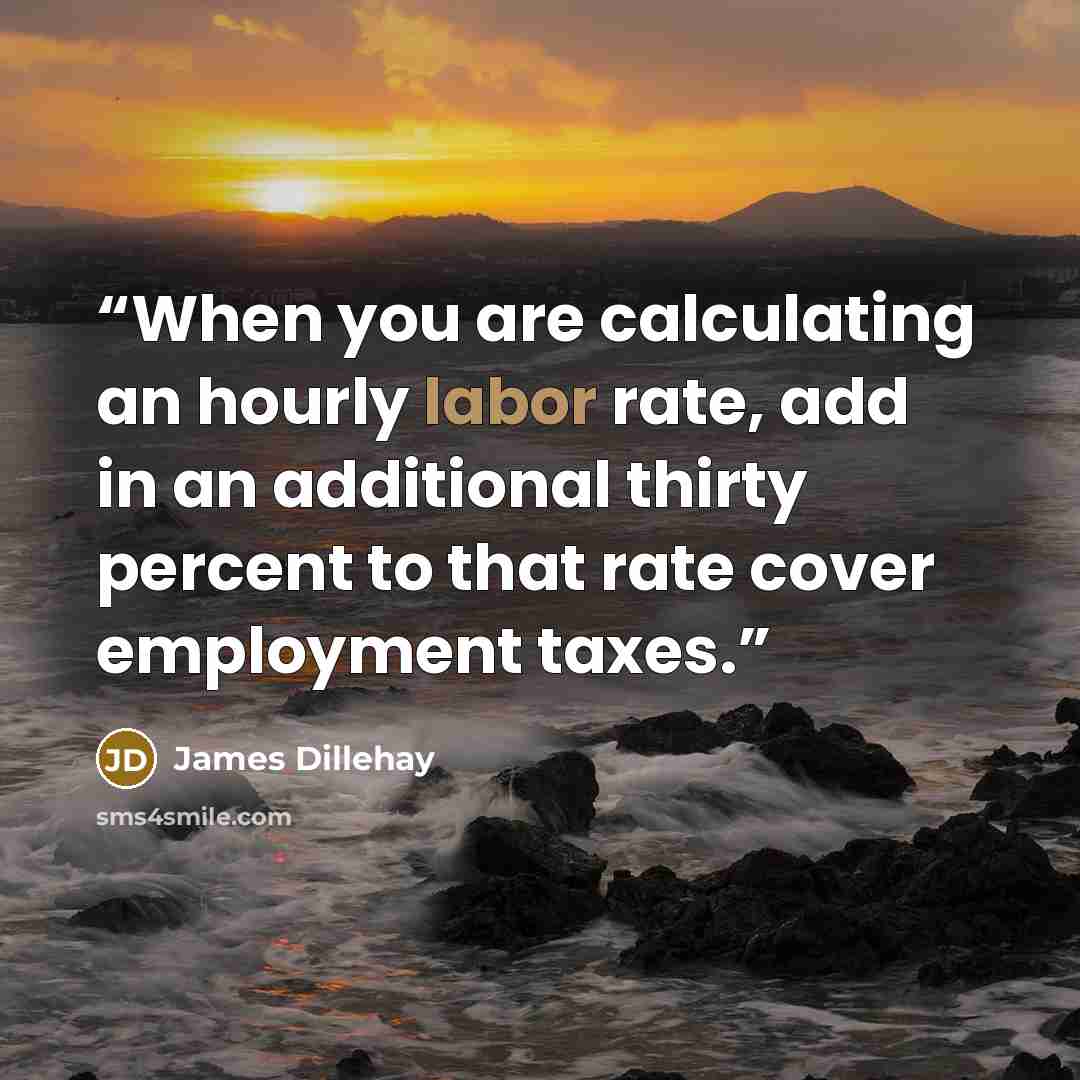 “When you are calculating an hourly labor rate, add in an additional thirty percent to that rate cover employment taxes.” quote by James Dillehay