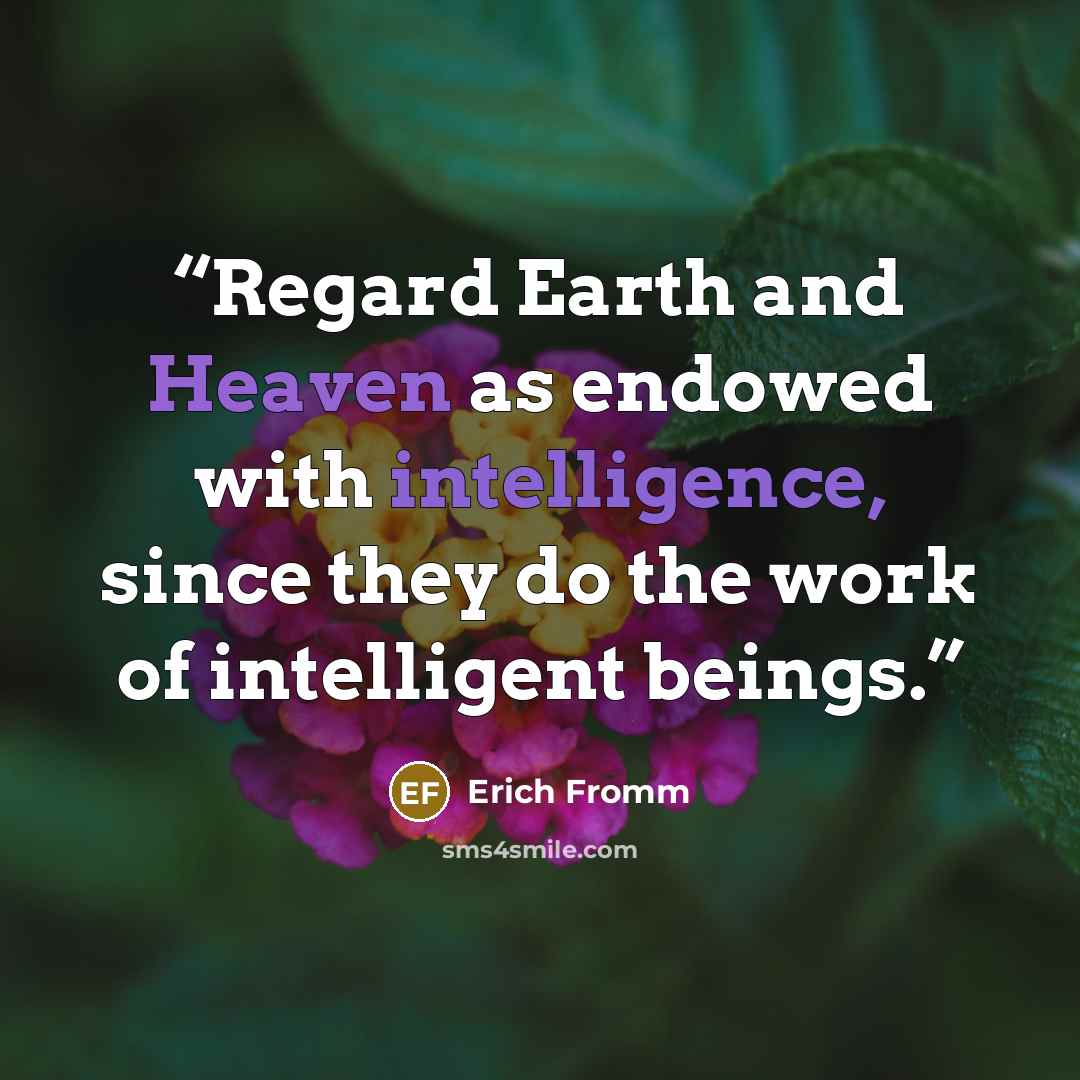 “Regard Earth and Heaven as endowed with intelligence, since they do the work of intelligent beings.” quote by Erich Fromm