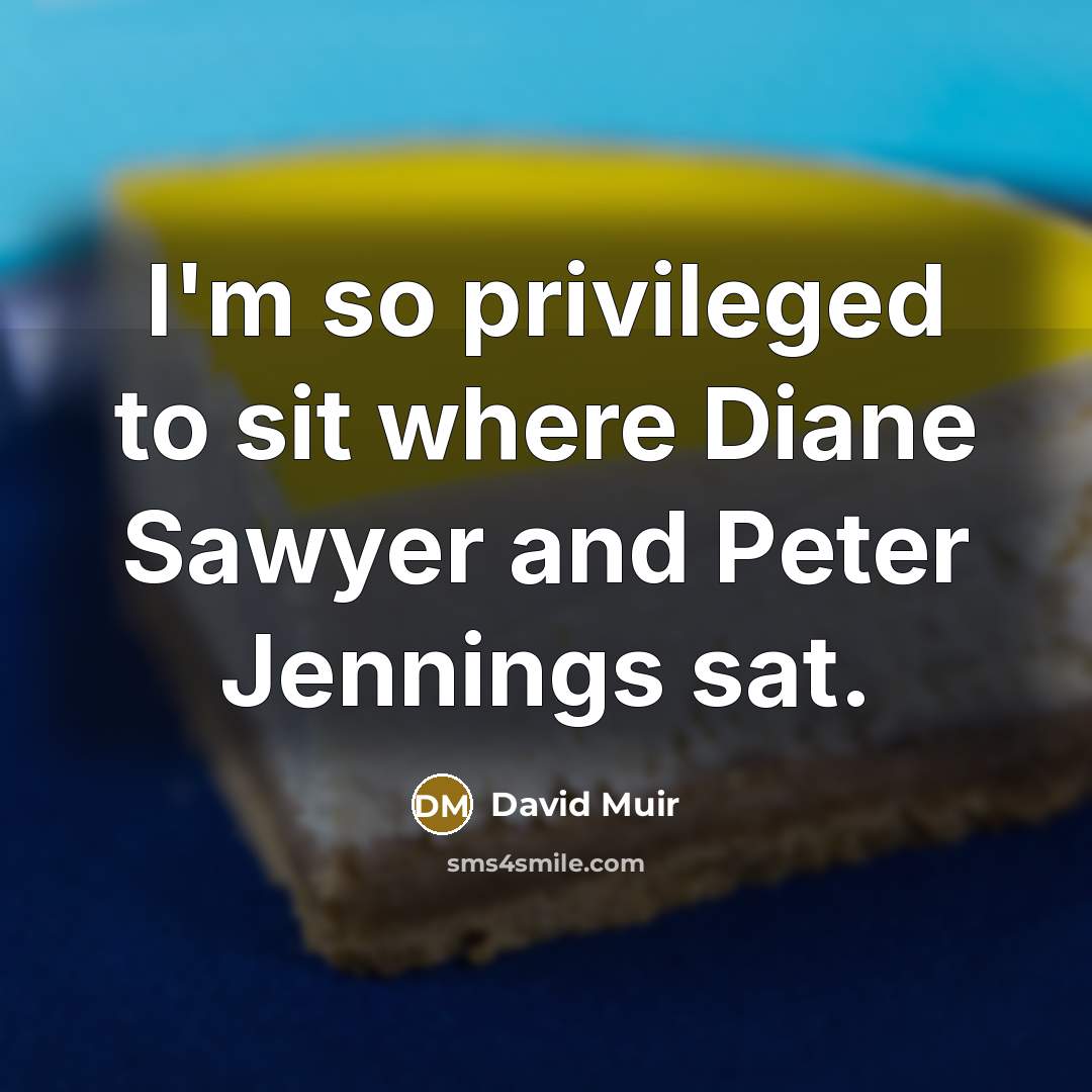 “I'm so privileged to sit where Diane Sawyer and Peter Jennings sat.” quote by David Muir
