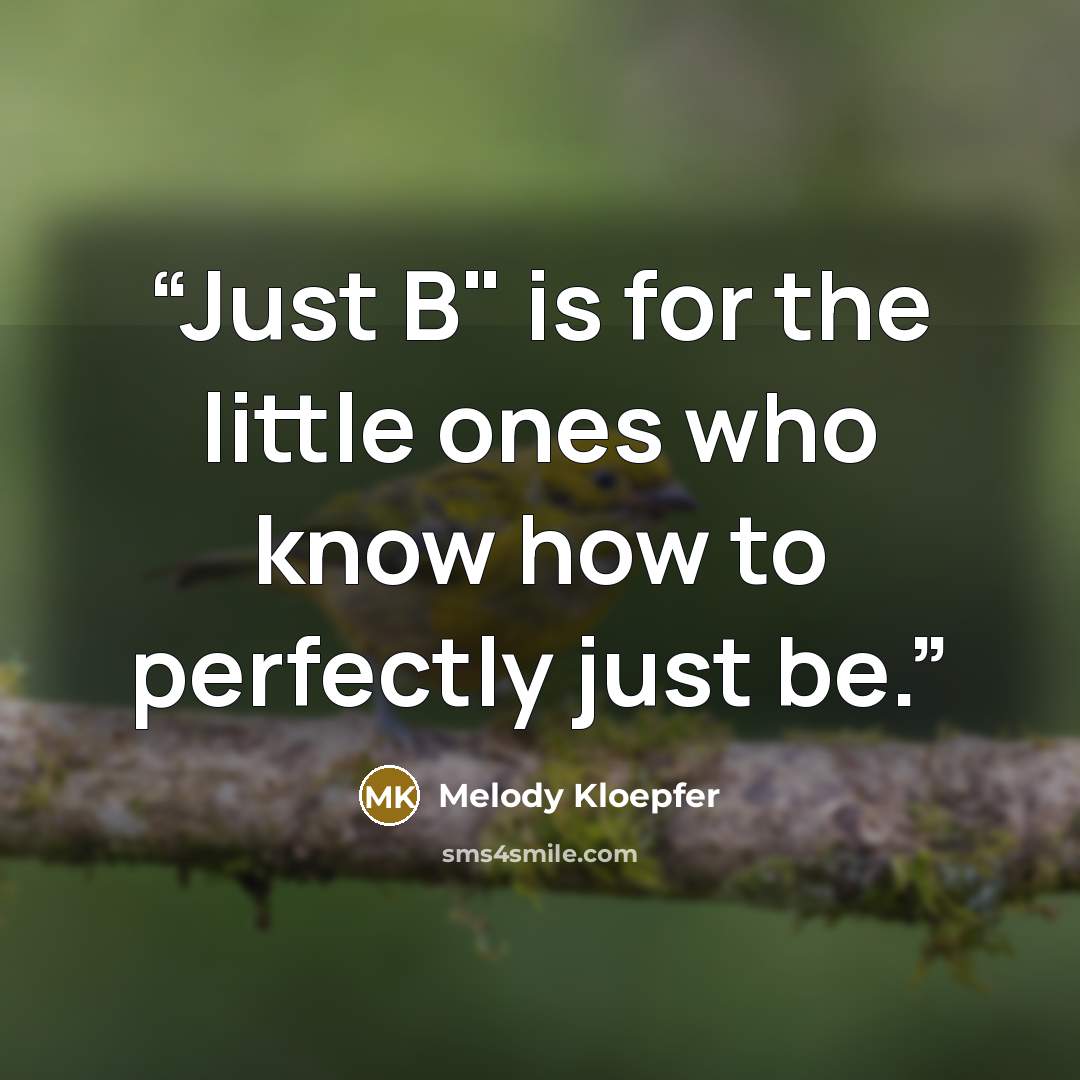 “Just B" is for the little ones who know how to perfectly just be.” quote by Melody Kloepfer