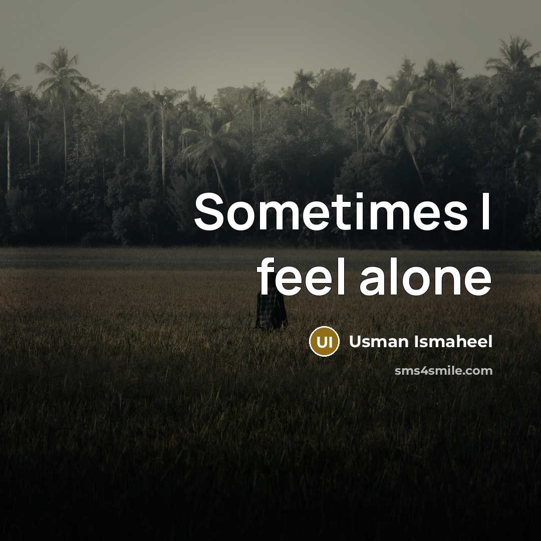 “Sometimes I feel alone” quote by Usman Ismaheel