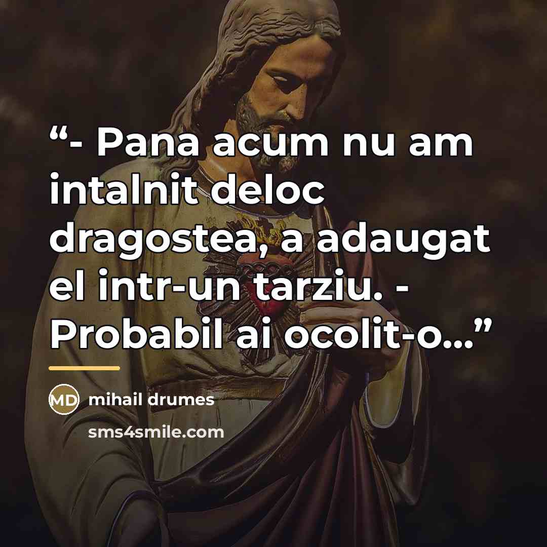 “- Pana acum nu am intalnit deloc dragostea, a adaugat el intr-un tarziu. - Probabil ai ocolit-o...” quote by Mihail Drumeş