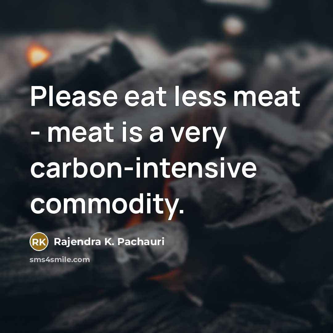 “Please eat less meat - meat is a very carbon-intensive commodity.” quote by Rajendra K. Pachauri