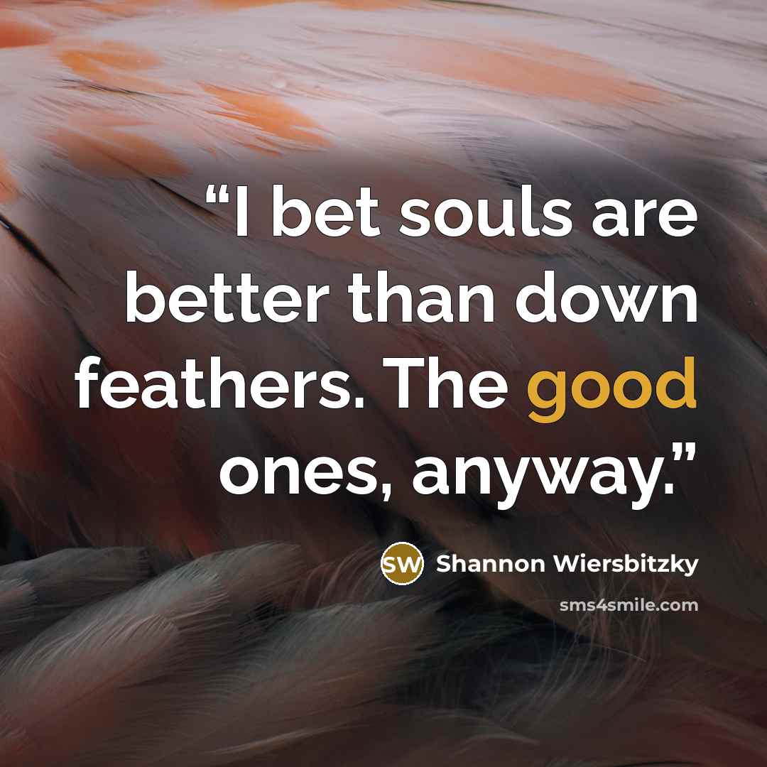 “I bet souls are better than down feathers. The good ones, anyway.” quote by Shannon Wiersbitzky