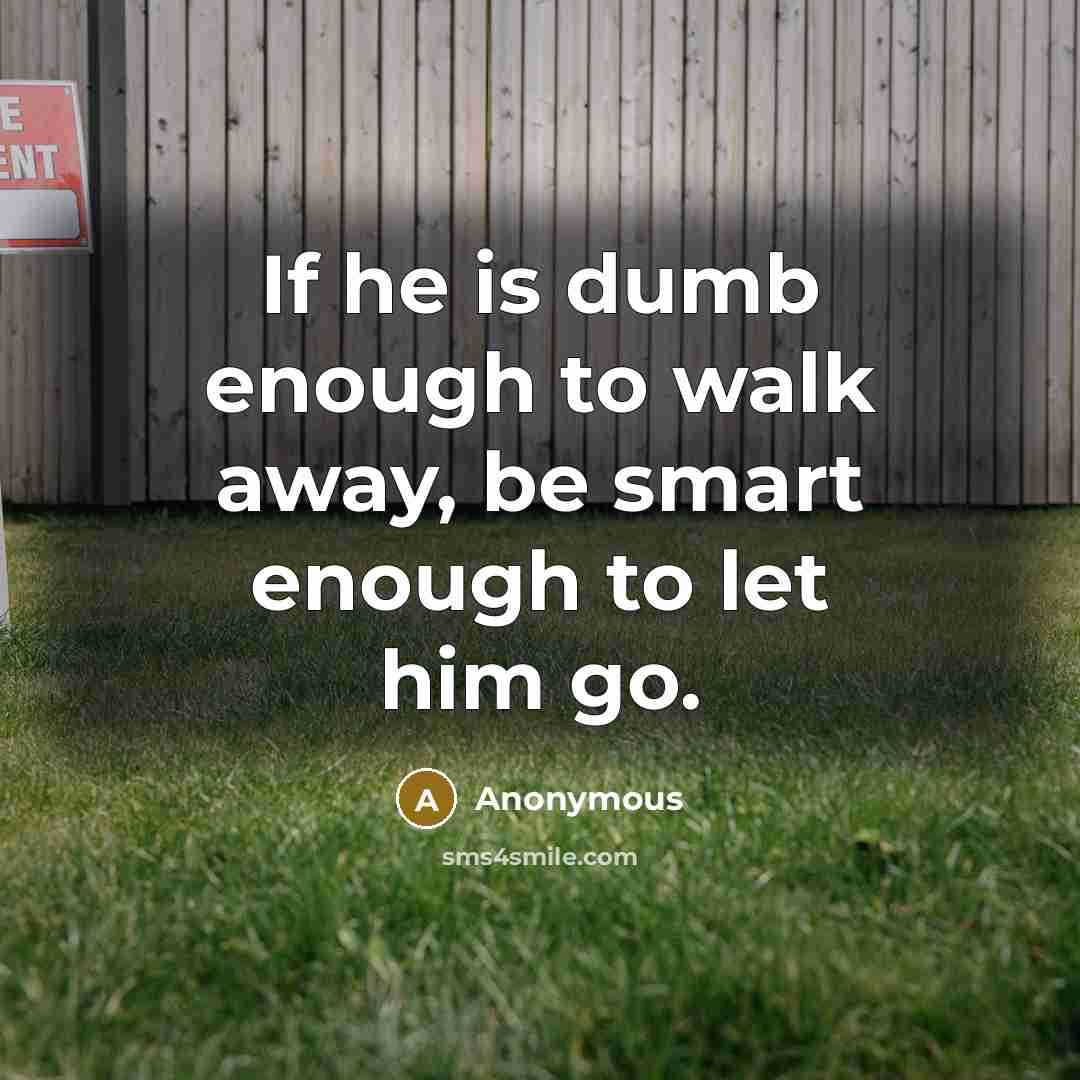 “If he is dumb enough to walk away, be smart enough to let him go.” quote by Anonymous