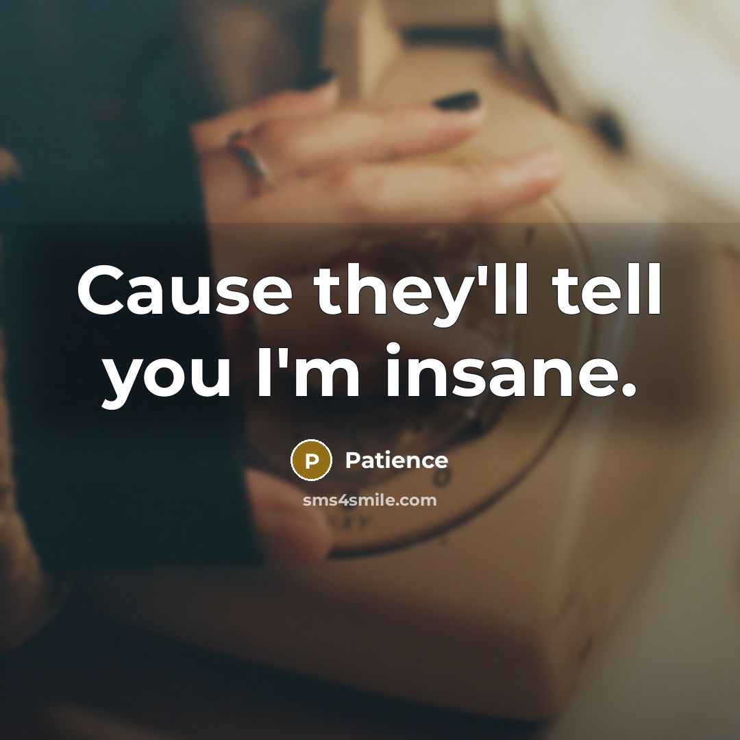 “Cause they'll tell you I'm insane.” quote by Patience
