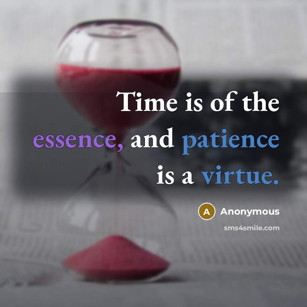 “Time is of the essence, and patience is a virtue.” quote by Anonymous