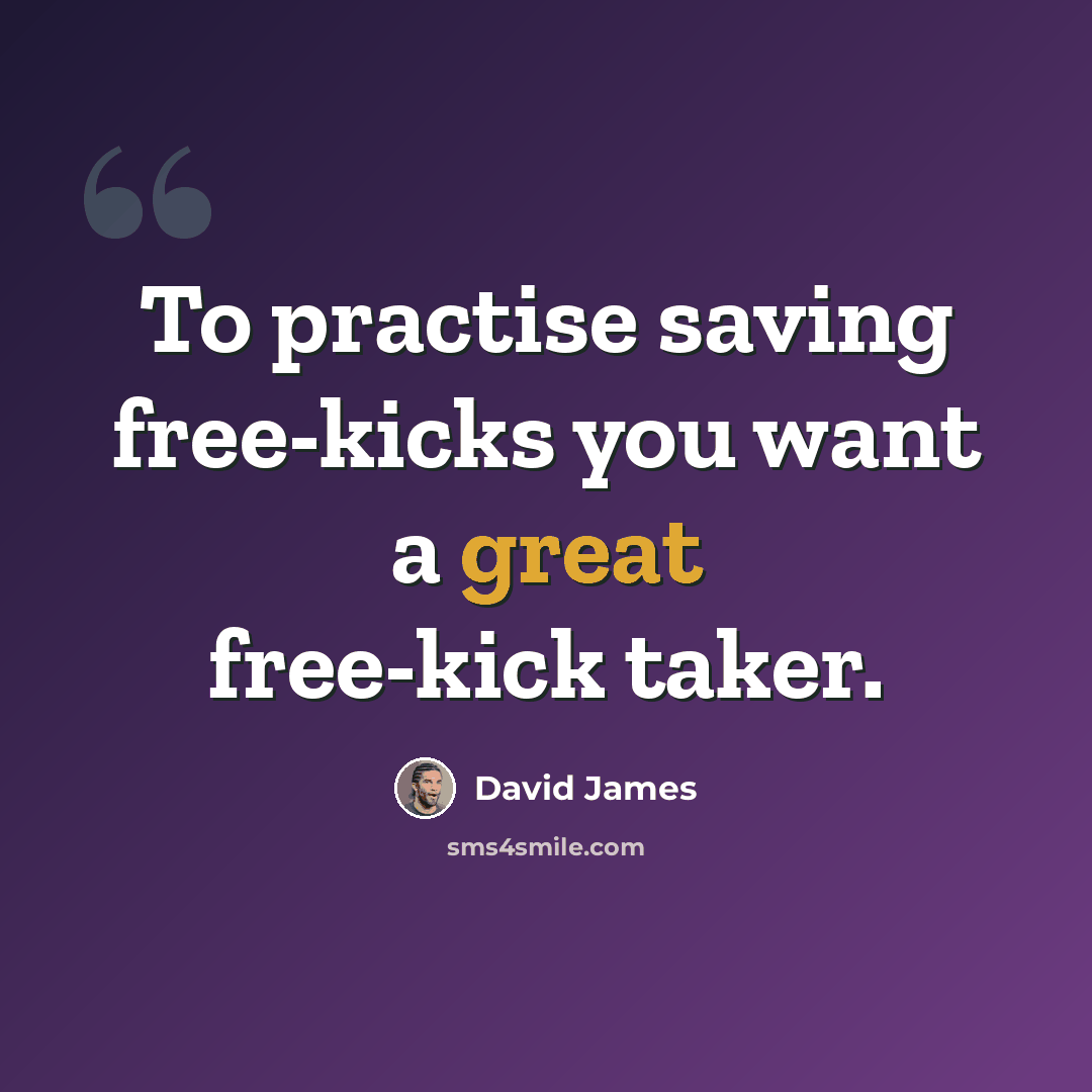 “To practise saving free-kicks you want a great free-kick taker.” quote by David James