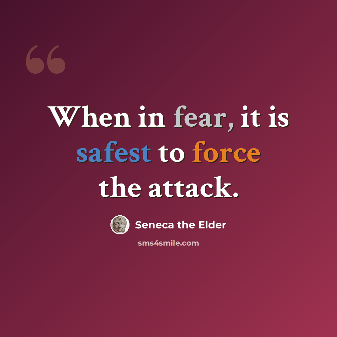 “When in fear, it is safest to force the attack.” quote by Seneca the Elder