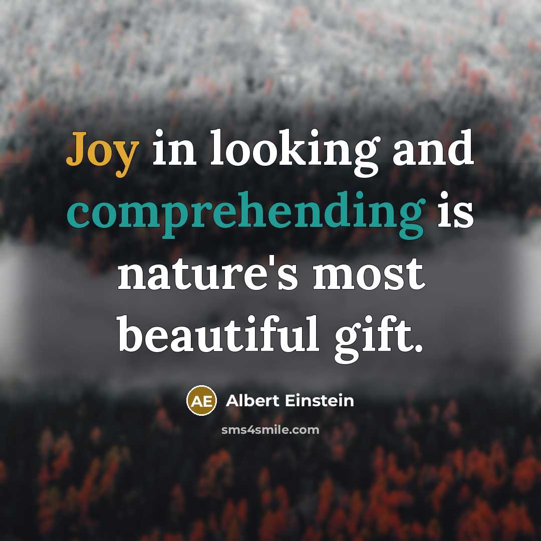 “Joy in looking and comprehending is nature's most beautiful gift.” quote by Albert Einstein
