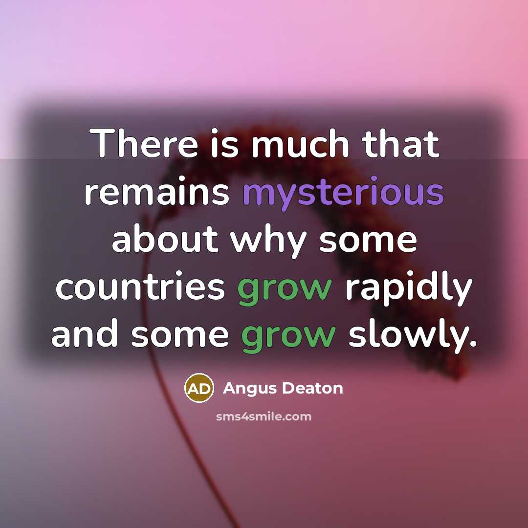 “There is much that remains mysterious about why some countries grow rapidly and some grow slowly.” quote by Angus Deaton