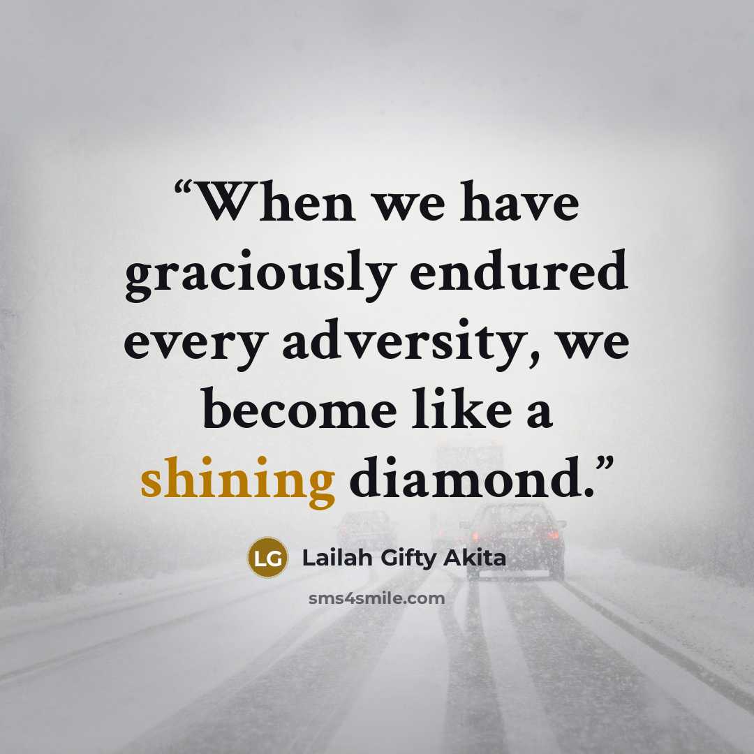 “When we have graciously endured every adversity, we become like a shining diamond.” quote by Lailah Gifty Akita