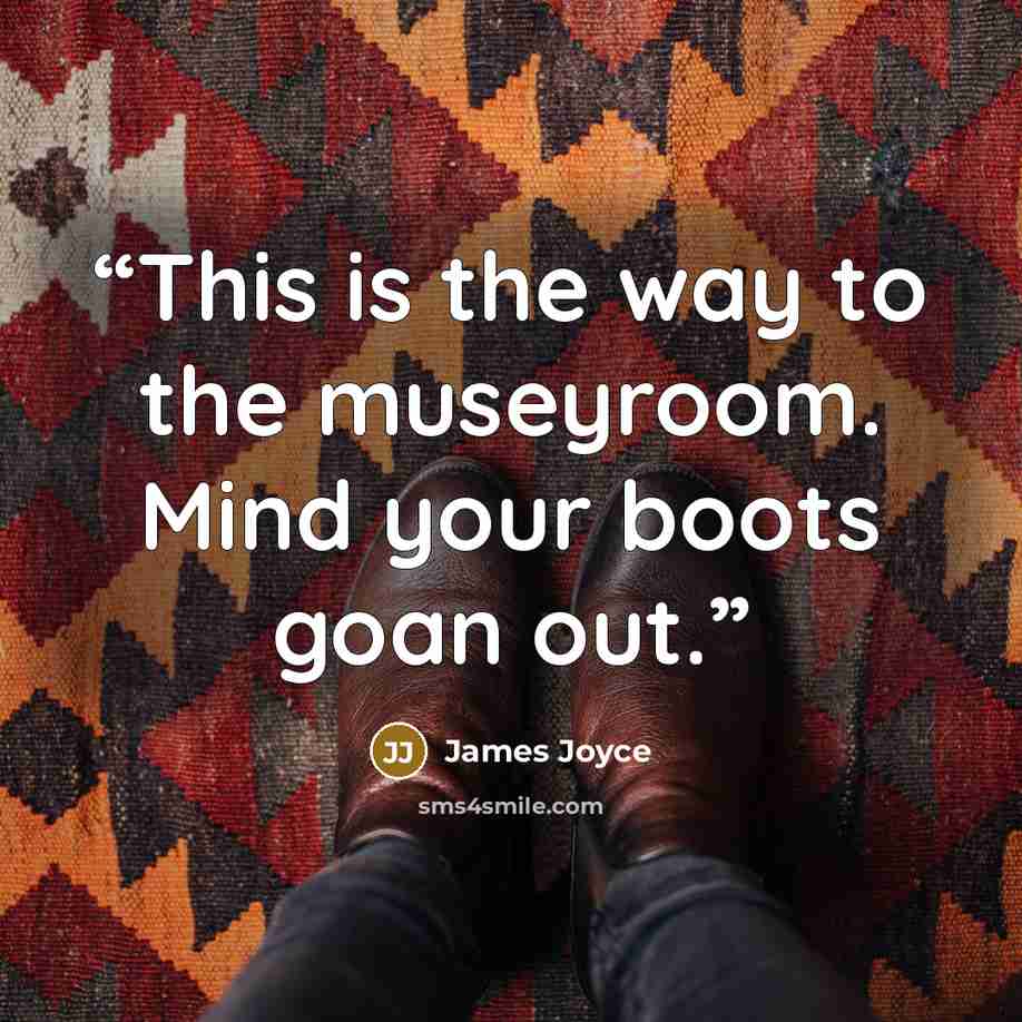 “This is the way to the museyroom. Mind your boots goan out.” quote by James Joyce