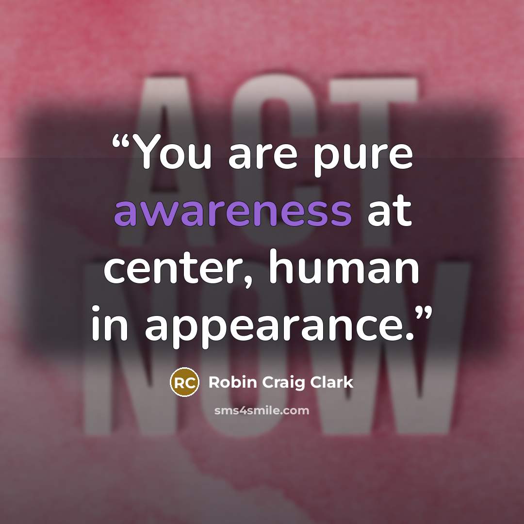 “You are pure awareness at center, human in appearance.” quote by Robin Craig Clark