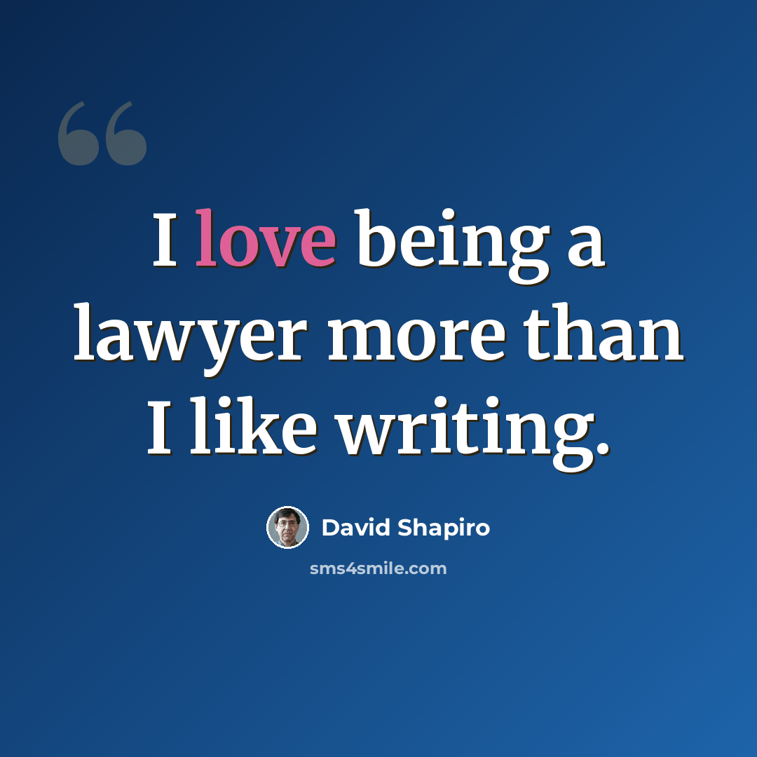“I love being a lawyer more than I like writing.” quote by David Shapiro