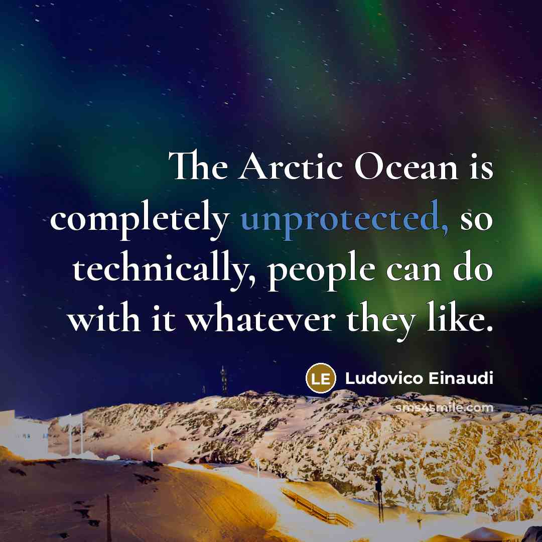 “The Arctic Ocean is completely unprotected, so technically, people can do with it whatever they like.” quote by Ludovico Einaudi