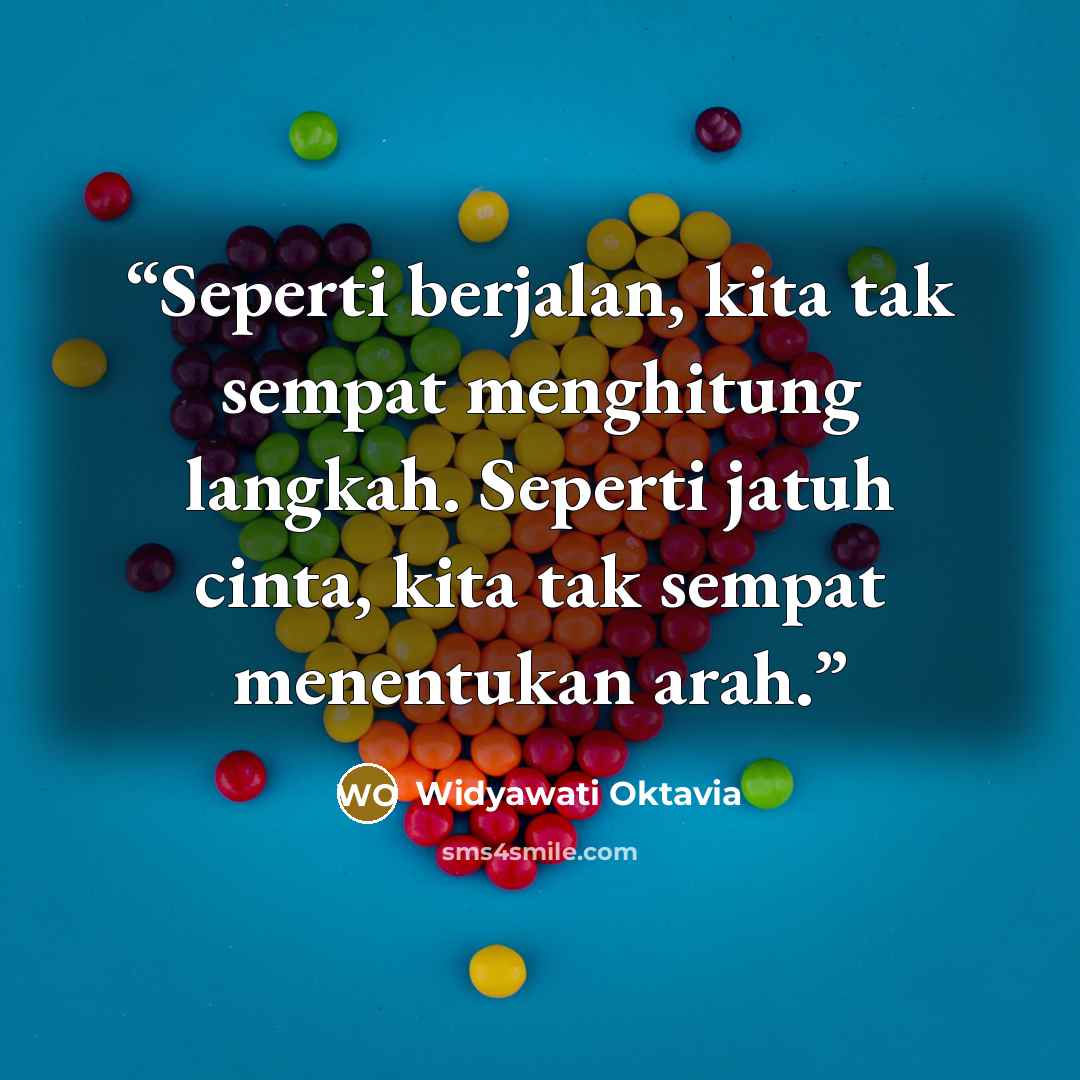 “Seperti berjalan, kita tak sempat menghitung langkah. Seperti jatuh cinta, kita tak sempat menentukan arah.” quote by Widyawati Oktavia