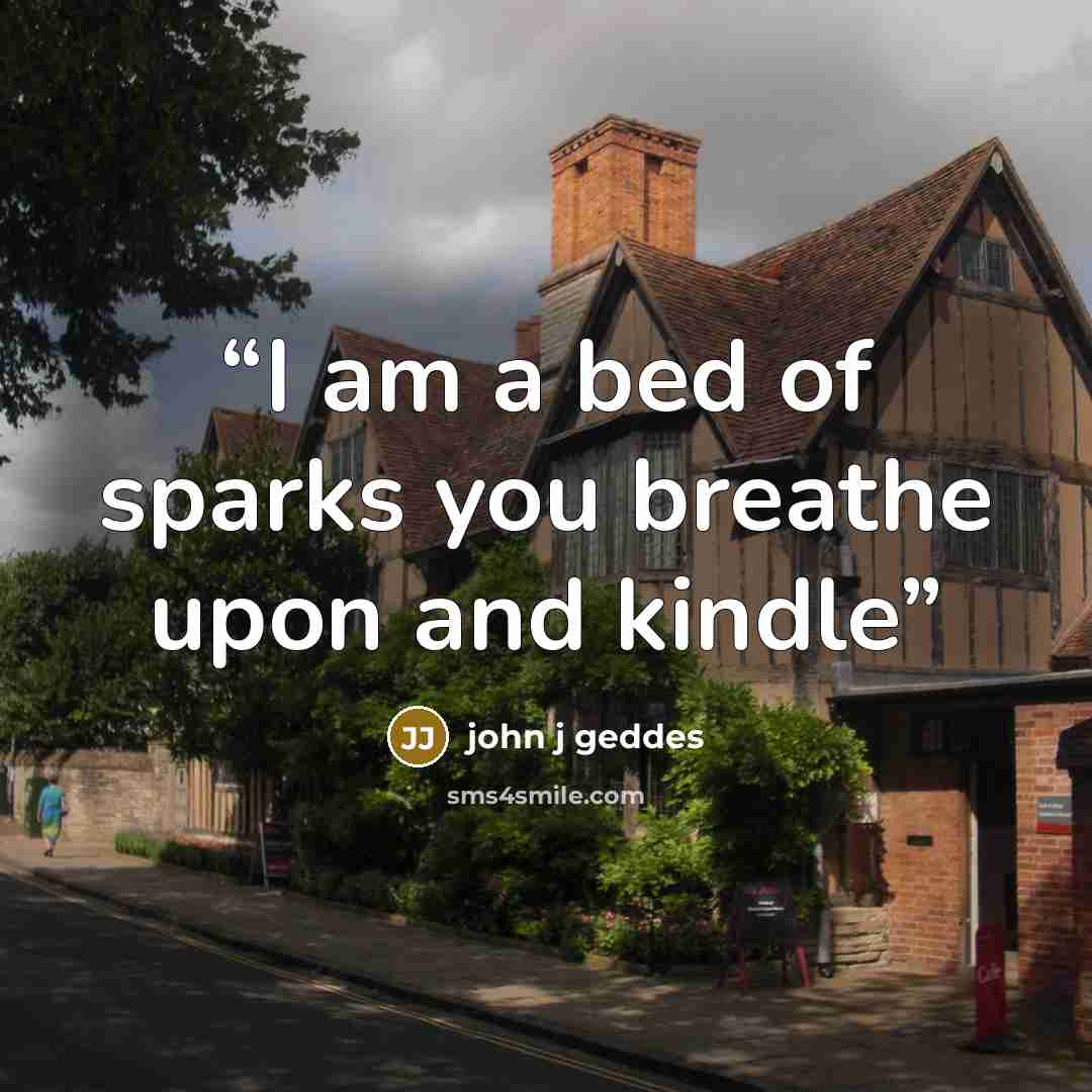“I am a bed of sparks you breathe upon and kindle” quote by john j geddes