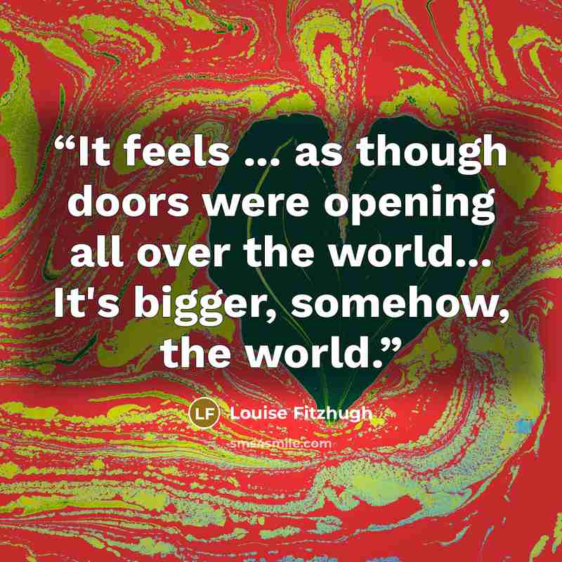 “It feels ... as though doors were opening all over the world... It's bigger, somehow, the world.” quote by Louise Fitzhugh