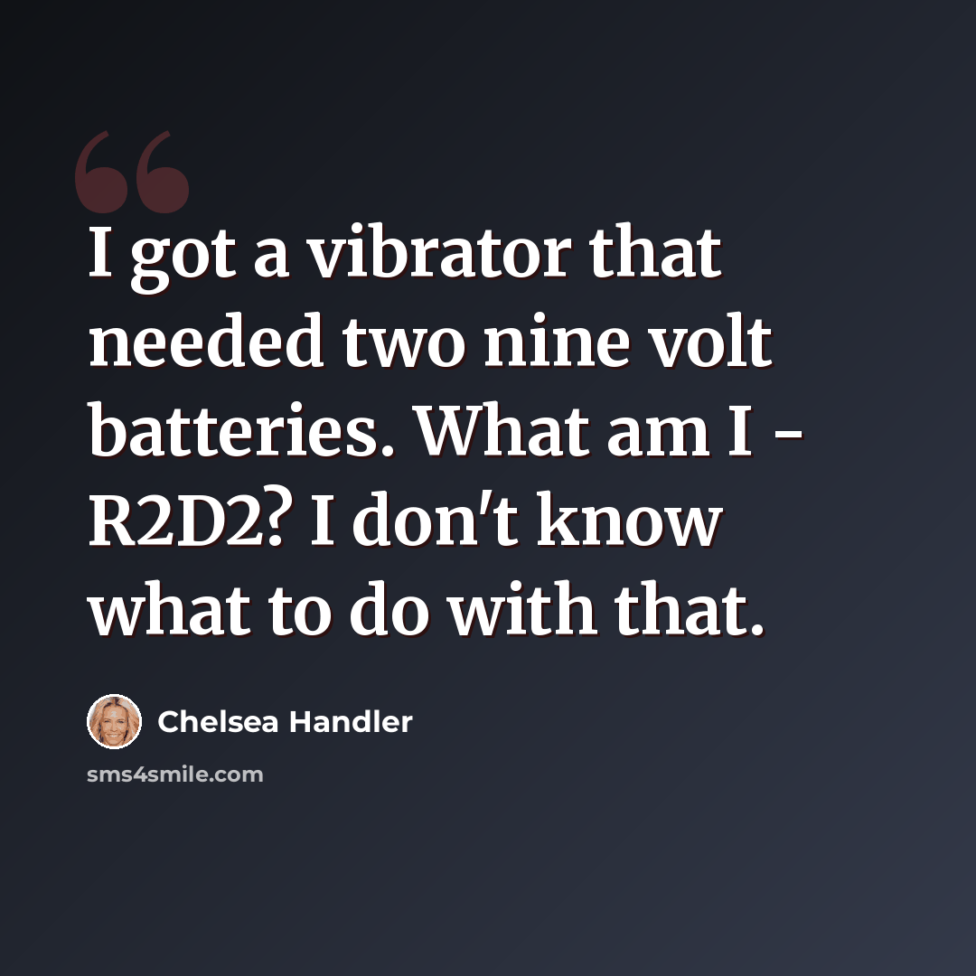“I got a vibrator that needed two nine volt batteries. What am I - R2D2? I don't know what to do with that.” quote by Chelsea Handler