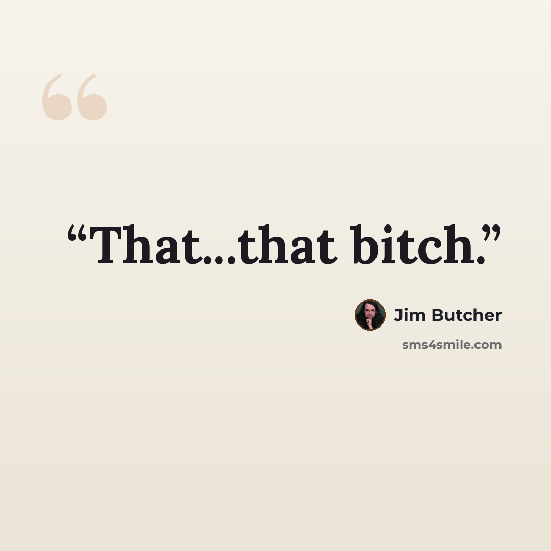 “That...that bitch.” quote by Jim Butcher