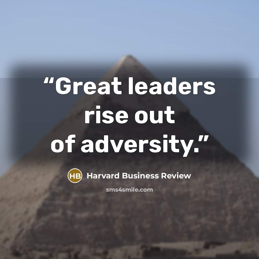 “Great leaders rise out of adversity.” quote by Harvard Business Review
