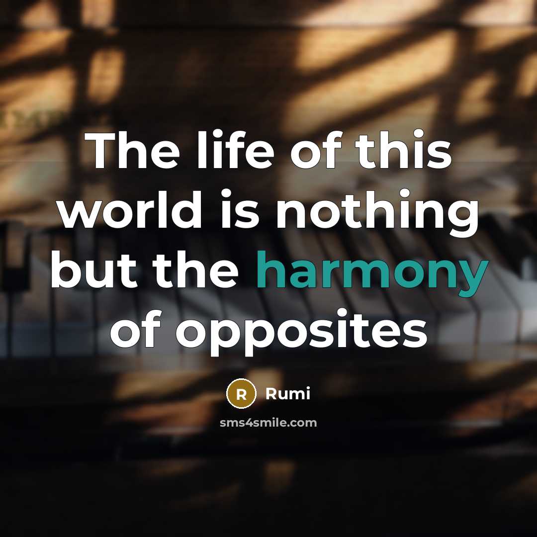 “The life of this world is nothing but the harmony of opposites” quote by Rumi