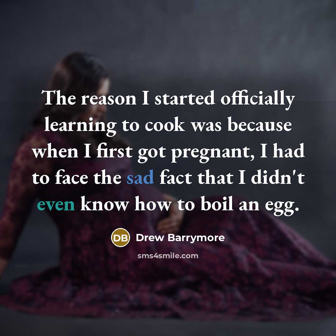 “The reason I started officially learning to cook was because when I first got pregnant, I had to face the sad fact that I didn't even know how to boil an egg.” quote by Drew Barrymore