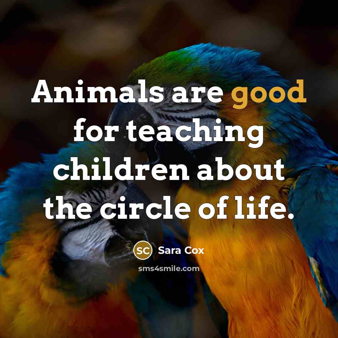 “Animals are good for teaching children about the circle of life.” quote by Sara Cox