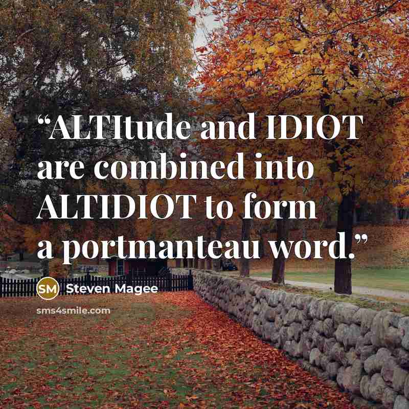 “ALTItude and IDIOT are combined into ALTIDIOT to form a portmanteau word.” quote by Steven Magee