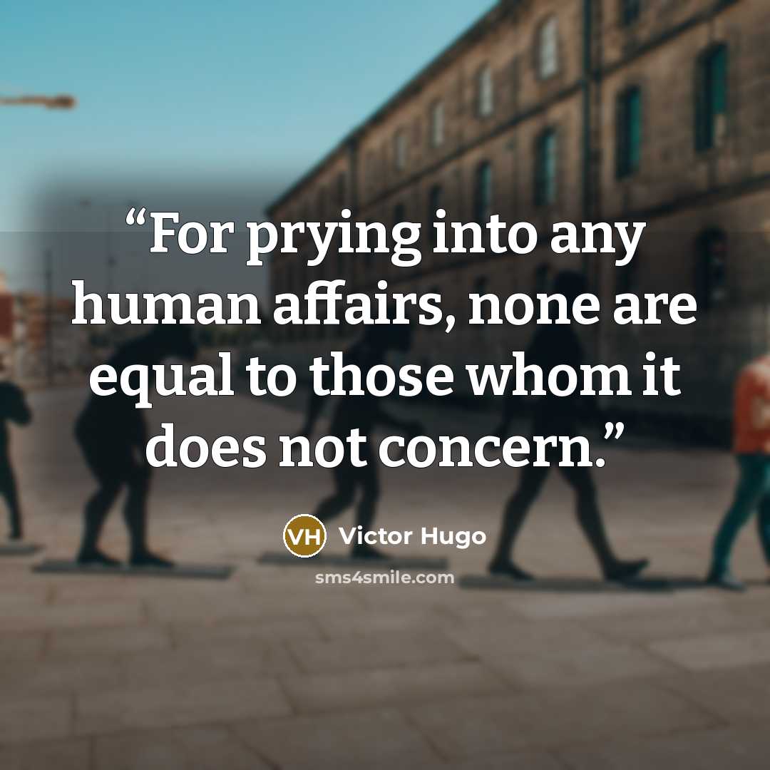 “For prying into any human affairs, none are equal to those whom it does not concern.” quote by Victor Hugo