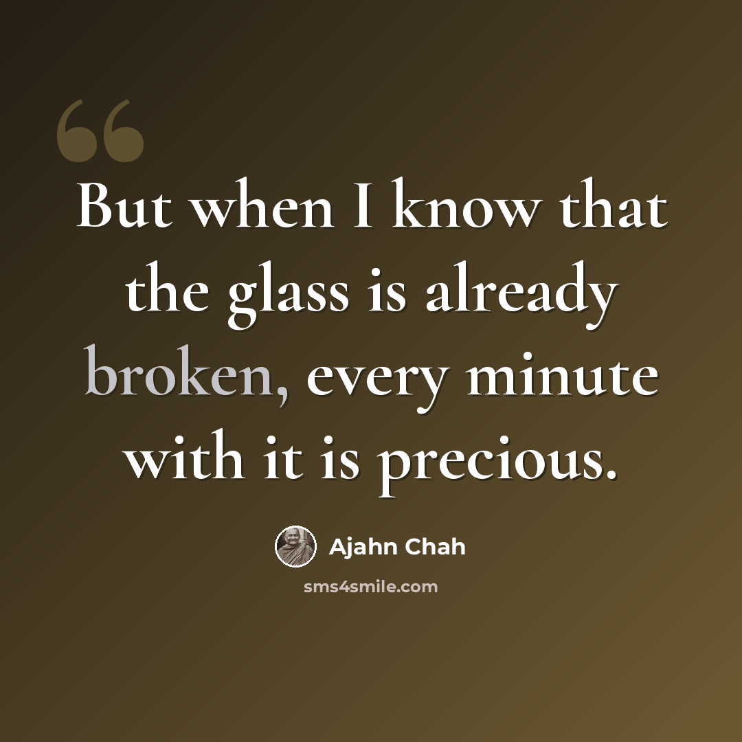 “But when I know that the glass is already broken, every minute with it is precious.” quote by Ajahn Chah