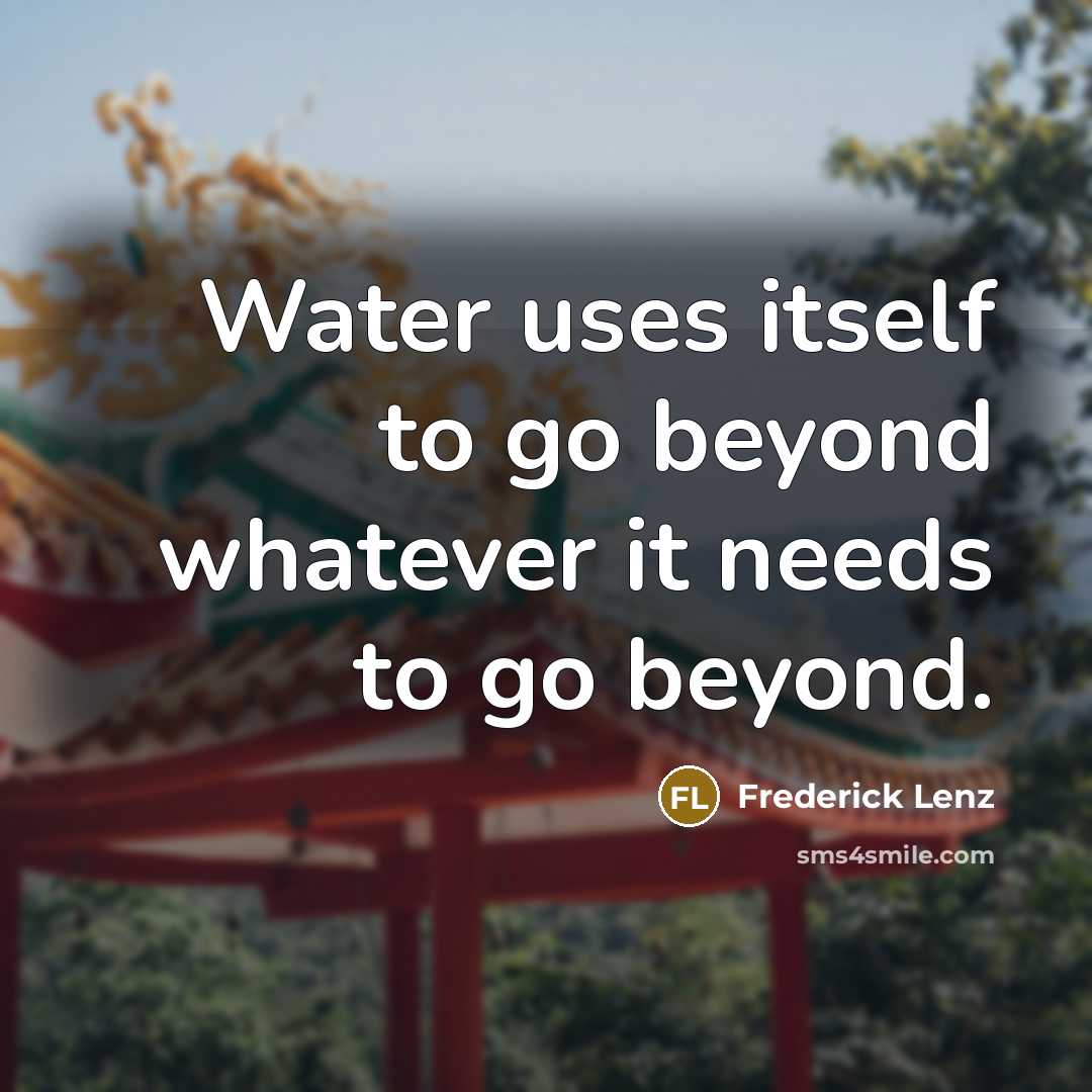 “Water uses itself to go beyond whatever it needs to go beyond.” quote by Frederick Lenz