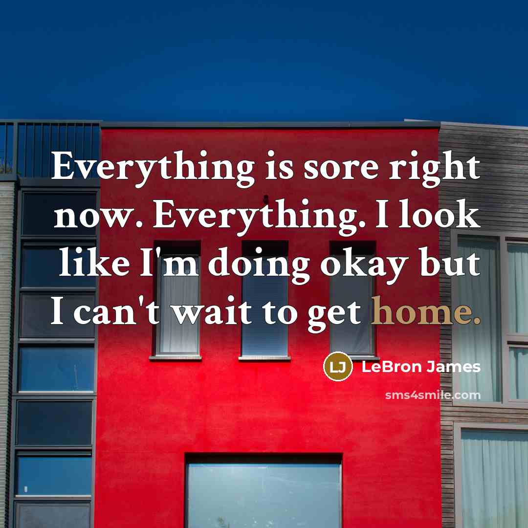 “Everything is sore right now. Everything. I look like I'm doing okay but I can't wait to get home.” quote by LeBron James