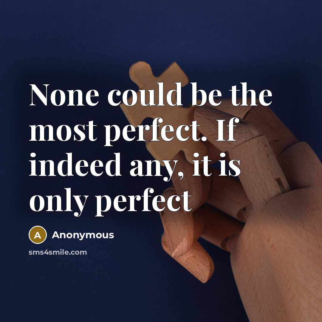 “None could be the most perfect. If indeed any, it is only perfect” quote by Anonymous