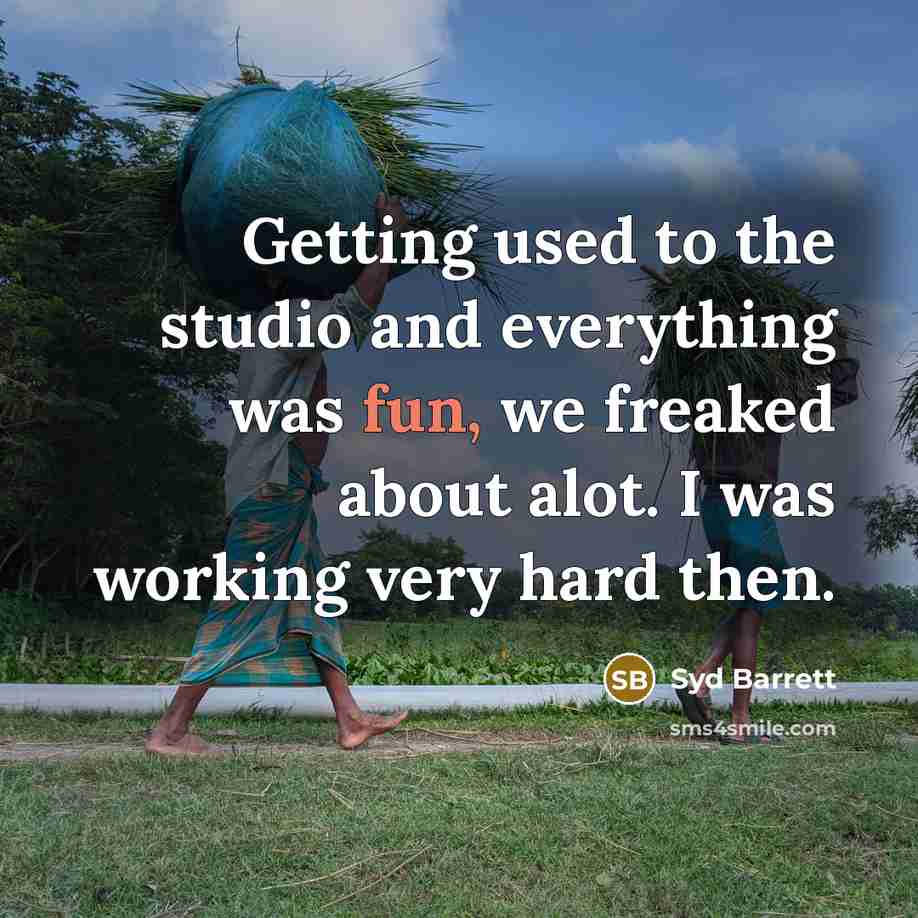 “Getting used to the studio and everything was fun, we freaked about alot. I was working very hard then.” quote by Syd Barrett