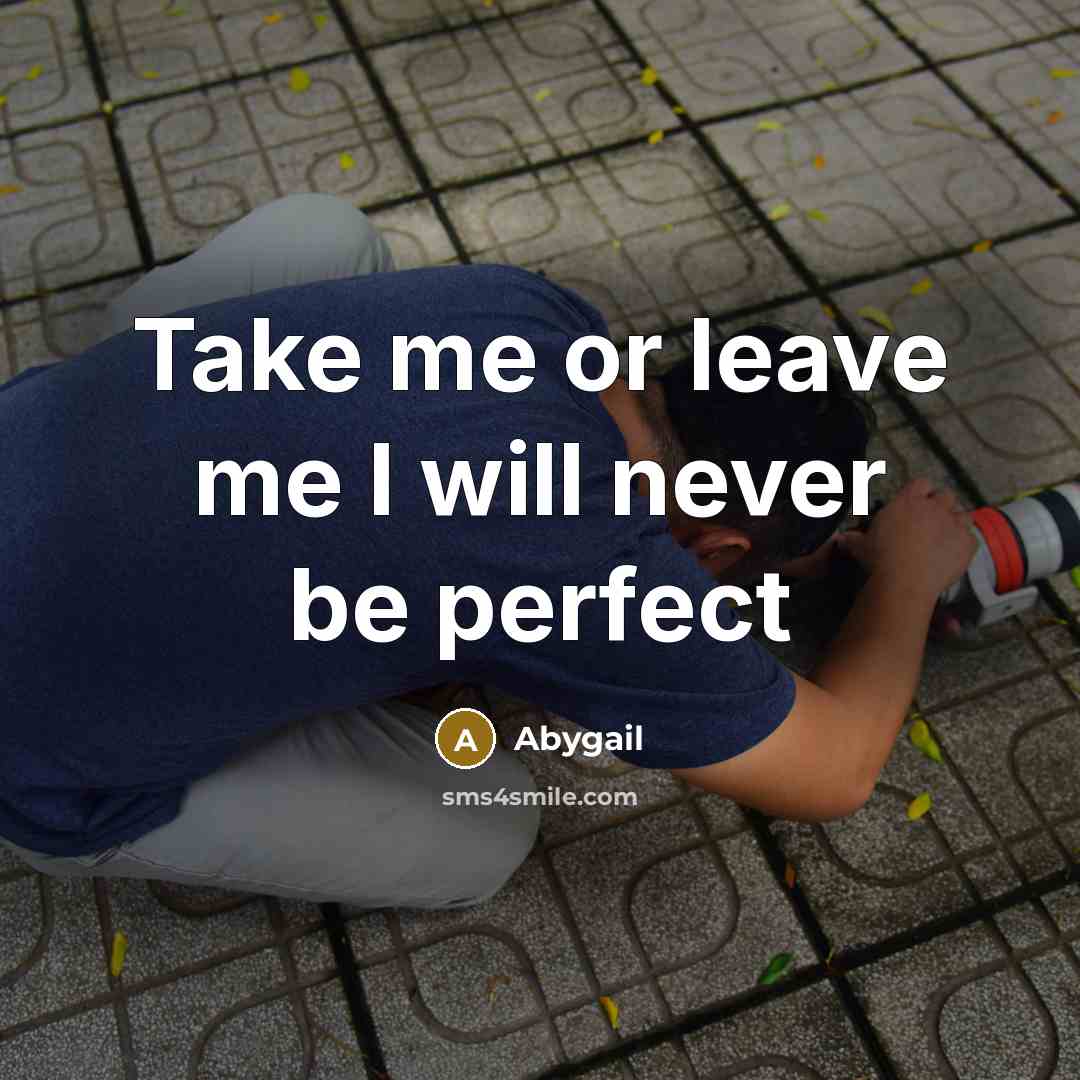 “Take me or leave me I will never be perfect” quote by Abygail
