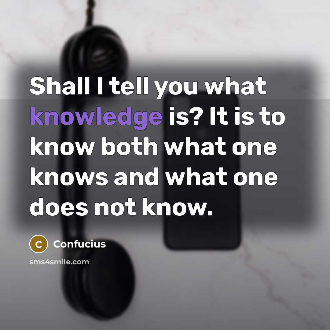 “Shall I tell you what knowledge is? It is to know both what one knows and what one does not know.” quote by Confucius
