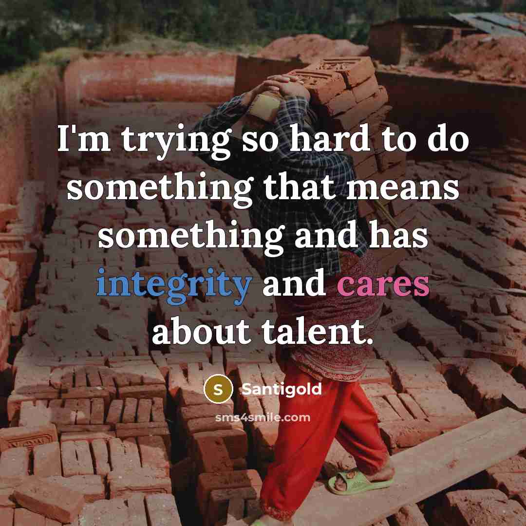 “I'm trying so hard to do something that means something and has integrity and cares about talent.” quote by Santigold