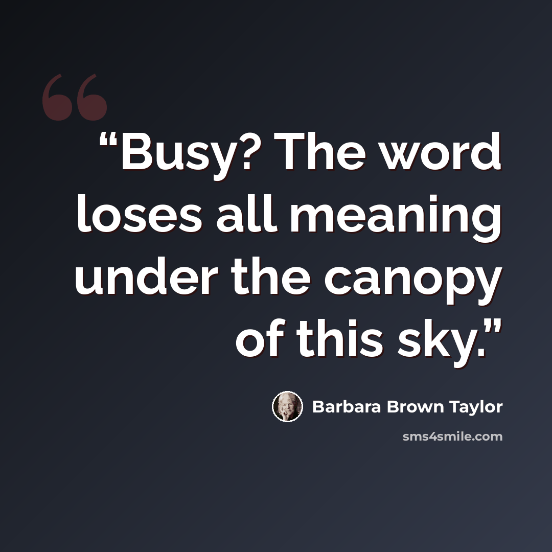 “Busy? The word loses all meaning under the canopy of this sky.” quote by Barbara Brown Taylor