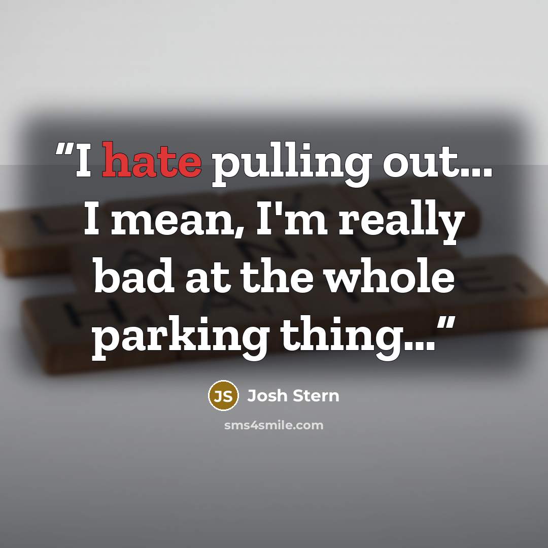 “I hate pulling out... I mean, I'm really bad at the whole parking thing…” quote by Josh Stern