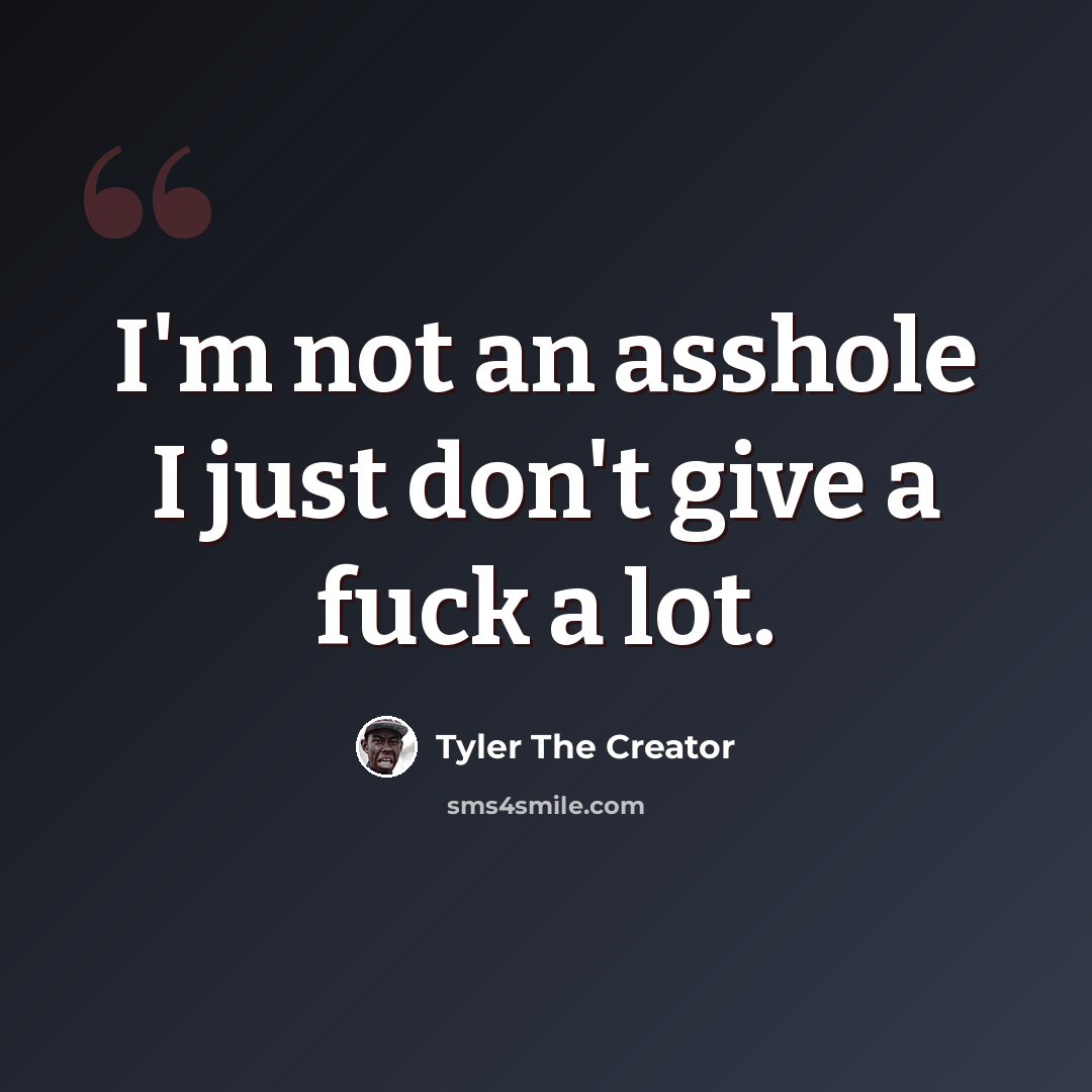 “I'm not an asshole I just don't give a fuck a lot.” quote by Tyler The Creator