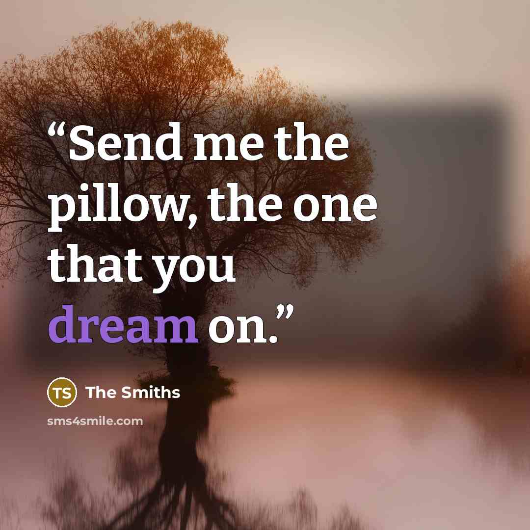 “Send me the pillow, the one that you dream on.” quote by the Smiths