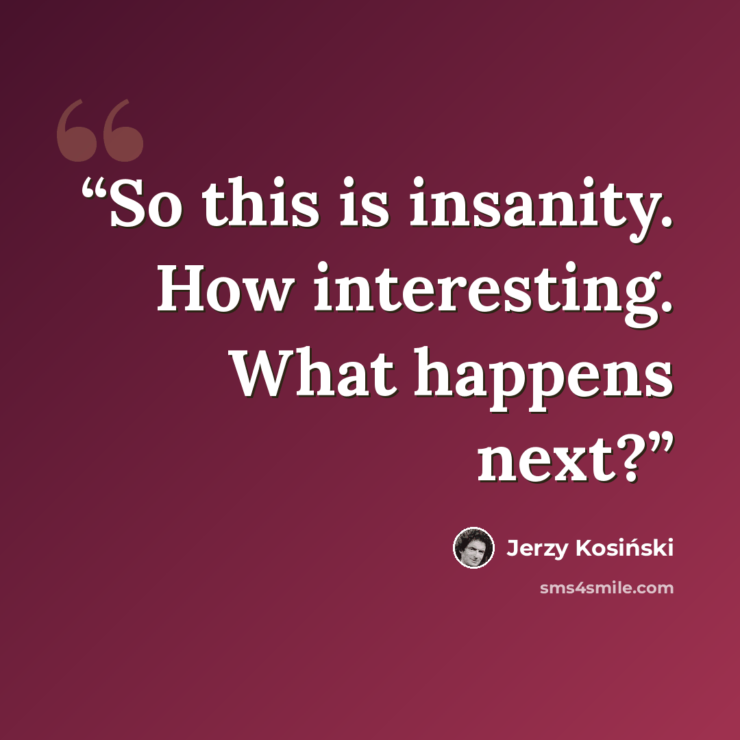 “So this is insanity. How interesting. What happens next?” quote by Jerzy Kosiński