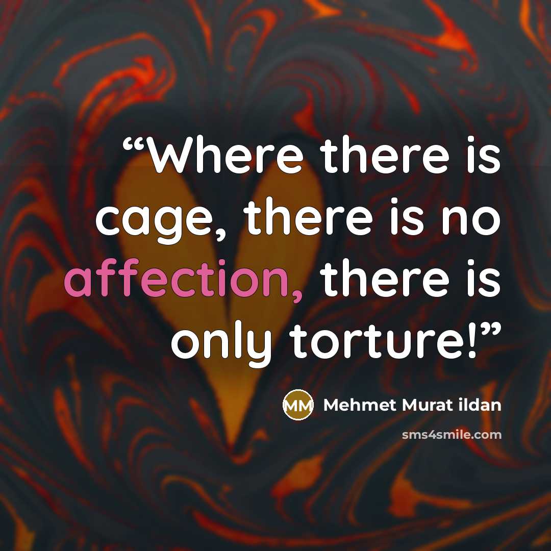 “Where there is cage, there is no affection, there is only torture!” quote by Mehmet Murat ildan