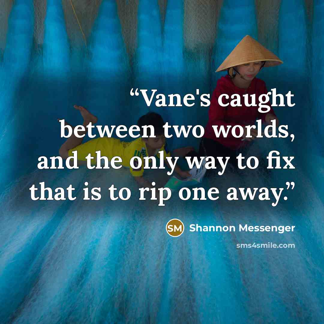 “Vane's caught between two worlds, and the only way to fix that is to rip one away.” quote by Shannon Messenger