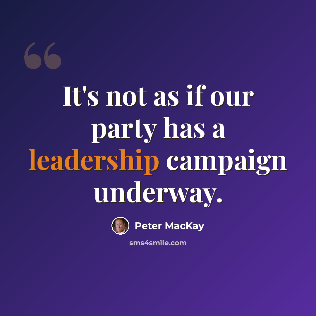 “It's not as if our party has a leadership campaign underway.” quote by Peter MacKay