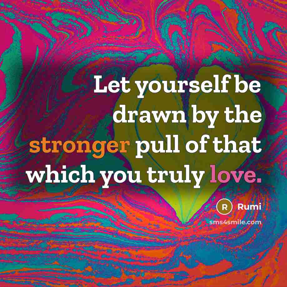 “Let yourself be drawn by the stronger pull of that which you truly love.” quote by Rumi